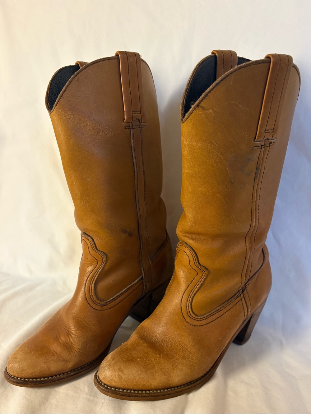 Vintage Dexter USA Leather Western Cowboy Boots Tan Women’s 7.5 M